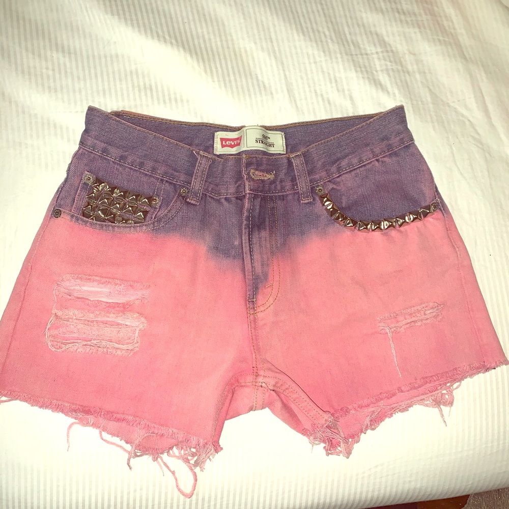 Levi’s 5O5 cut off dip dye denim shorts!